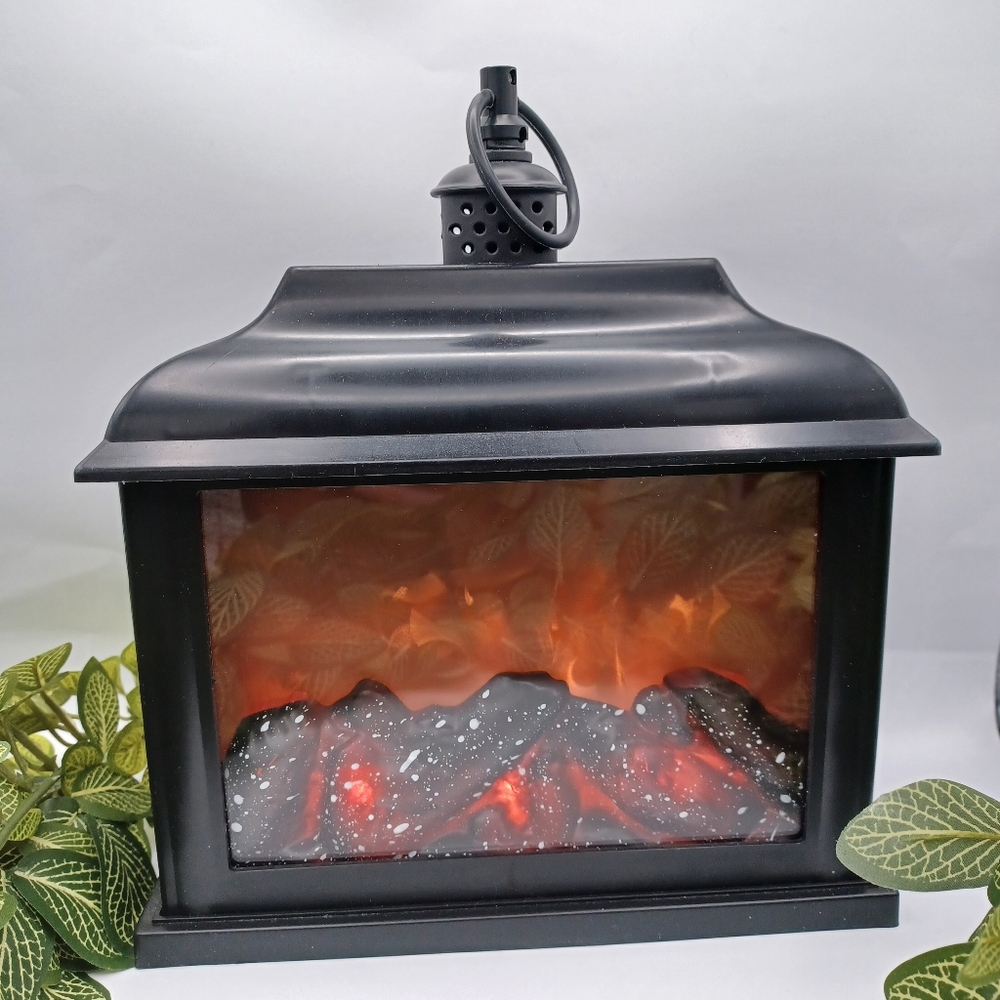 ✨️ 5 for $15 - Black Lantern with Faux Fire Display